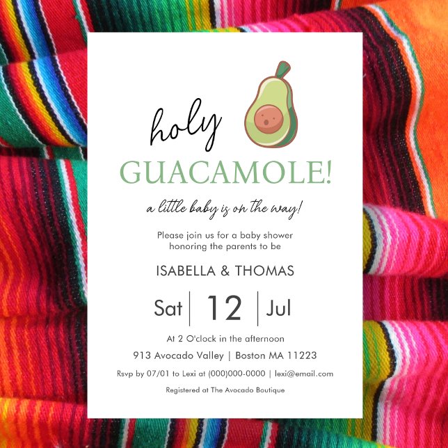 Avocado | Invitation du Baby shower Saint-Guacamol (Créateur téléchargé)