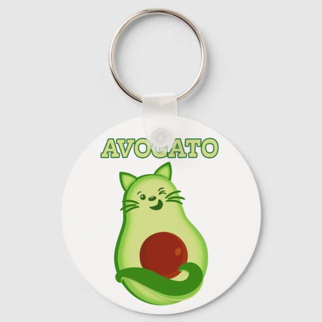 Avocado Keto Kitty Cat Winking At You Keychain (Front)