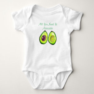 Avocado Kids Text Vegan Food Healthy Fruit Baby Bodysuit