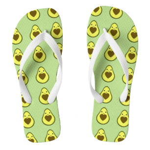 Avocado Love Cute Avocado with a heart Pit Flip Flops