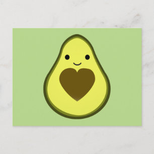 Avocado Love Cute Avocado with a heart Pit Holiday Postcard