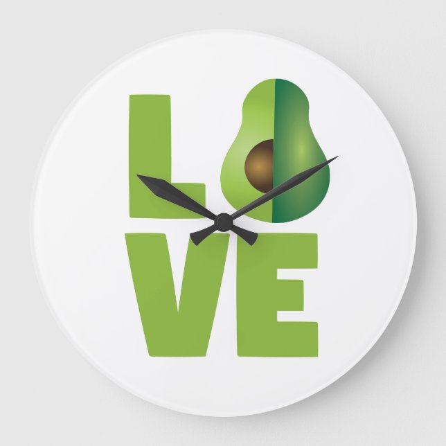 Avocado Love Food Vegan Vegetarian Healthy Large Clock (Front)