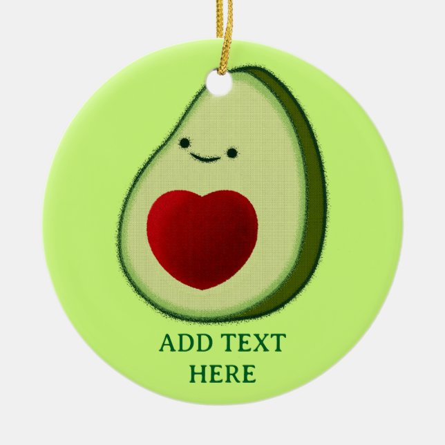 Avocado Lover Cute Cartoon  Ceramic Ornament (Front)