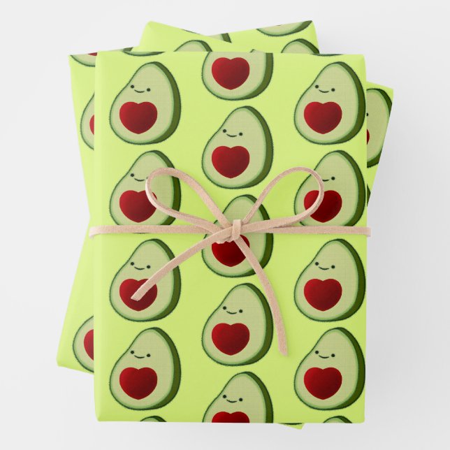Avocado Lover Cute Cartoon  Wrapping Paper Sheet (In situ)