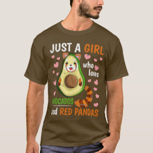 Avocado Lover Girls Chinese Animal Cute Red Panda T-Shirt