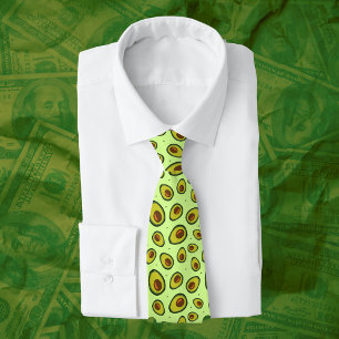 Avocado Lover Green Pears Patterned Vegan Tie