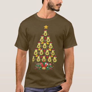 Avocado Lover Xmas Tree Santa Hat Avocado Christma T-Shirt