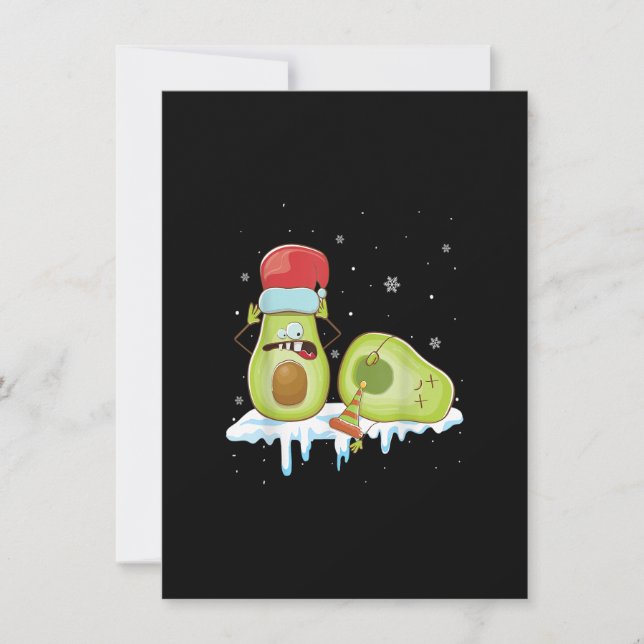 Avocado Merry Christmas Vegan Pajama Santa Hat Fun Invitation (Front)
