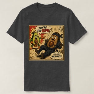 Avocado Ninja "Too Ripe" — Funny Retro Comic T-Shirt