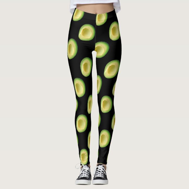 Avocado Party Black 4Lola Leggings (Front)