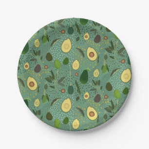 Avocado Party Pattern Paper Plate