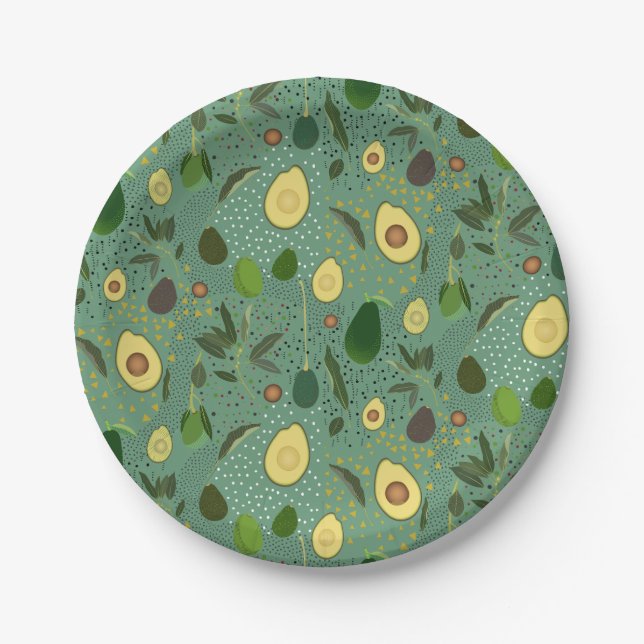 Avocado Party Pattern Paper Plate (Front)