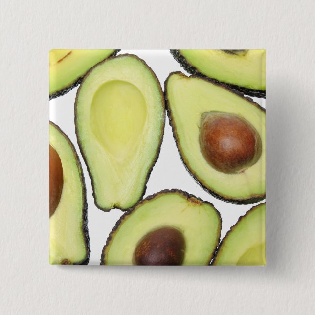 Avocado Pattern 2 Inch Square Button (Front)