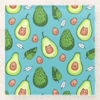 Avocado Pattern Glass Coaster
