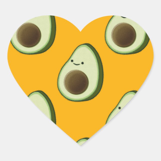 Avocado Pattern Heart Sticker (Front)