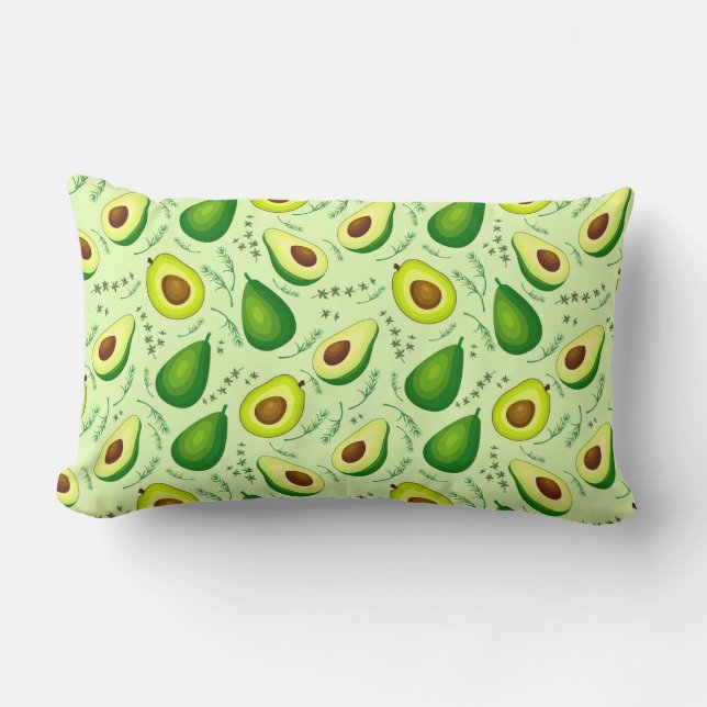 Avocado Pattern Lumbar Pillow (Front)