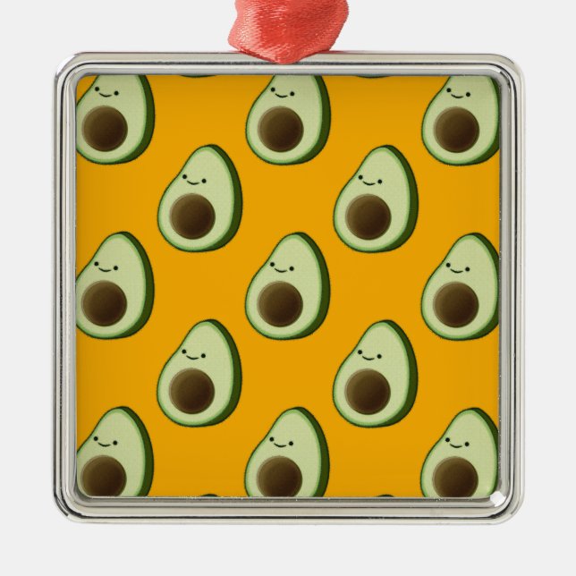 Avocado Pattern Metal Ornament (Front)