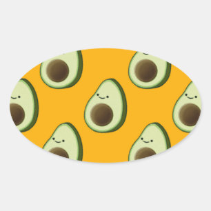 Avocado Pattern Oval Sticker