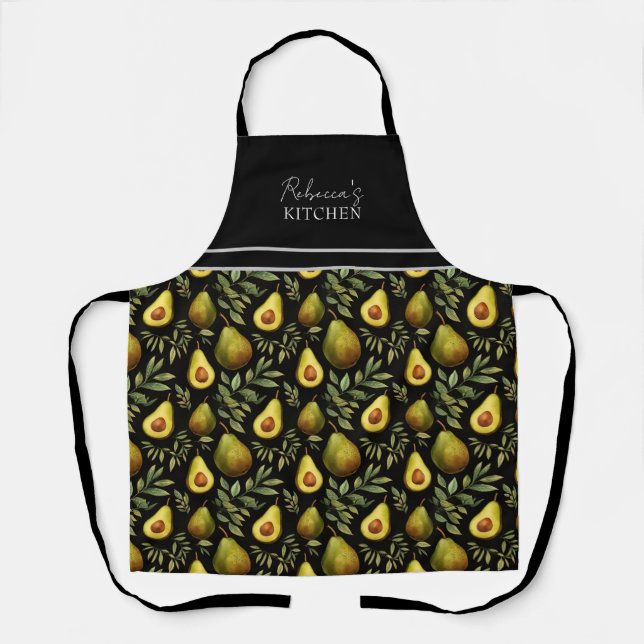 Avocado Pattern Personalized Kitchen  Apron (Front)