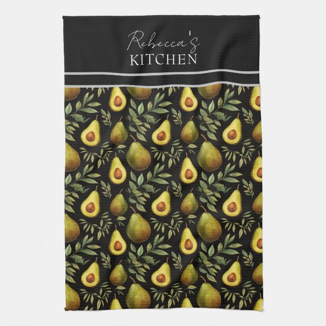 Avocado Pattern Personalized Kitchen  Kitchen Towel (Vertical)