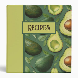 Avocado Pattern Recipe Organization Binder