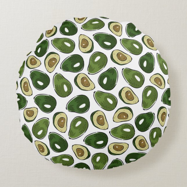 Avocado pattern round pillow (Front)