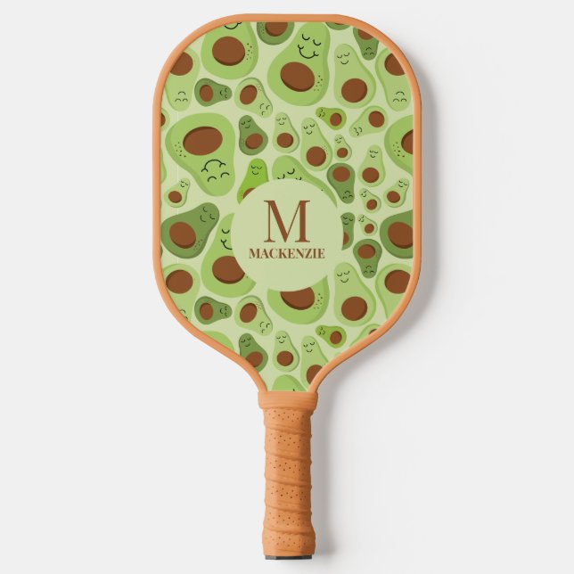 Avocado Pattern with Monogram  Pickleball Paddle (Front)