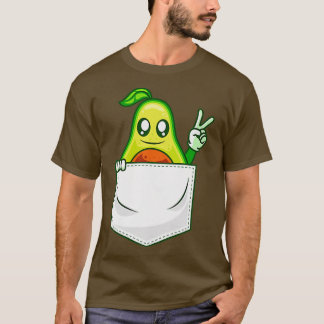 Avocado Peace Sign Chest Pocketpocket Fun   T-Shirt