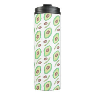 Avocado Pits Slices Fruit Hand Drawn Pattern   Thermal Tumbler