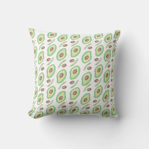 Avocado Pits Slices Fruit Hand Drawn Pattern Throw Pillow