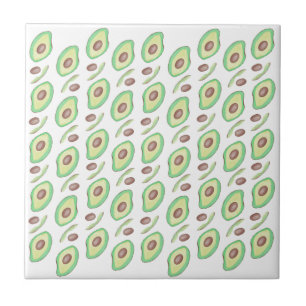 Avocado Pits Slices Fruit Hand Drawn Pattern Tile