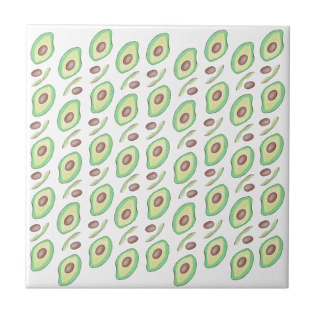 Avocado Pits Slices Fruit Hand Drawn Pattern     Tile (Front)