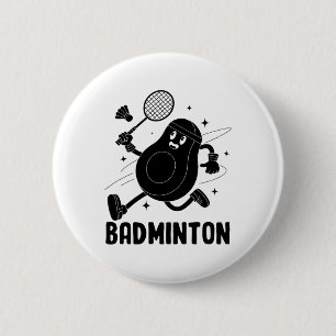 Avocado Playing Badminton Healthy Vegetarian Food 2 Inch Round Button