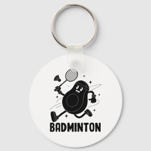 Avocado Playing Badminton Healthy Vegetarian Food Keychain