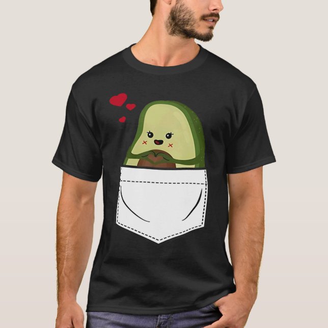 Avocado Pocket Eating Vegan Fruit Avocado T-Shirt (Front)