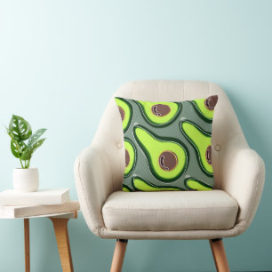🥑 Avocado Pop Art – Fresh & Fun Pattern 🥑 Throw Pillow