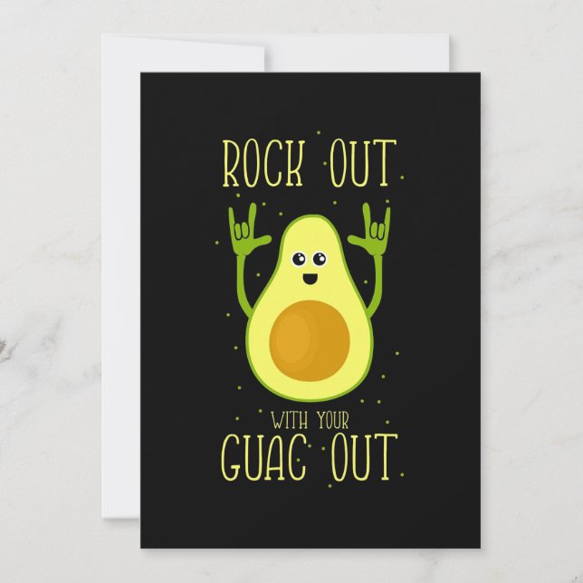 Avocado Rock Out With Your Guac Out Invitation (Front)