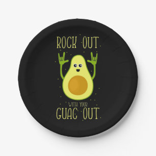 Avocado Rock Out With Your Guac Out Paper Plate