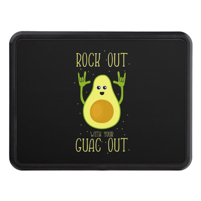 Avocado Rock Out With Your Guac Out Trailer Hitch Cover (Front)