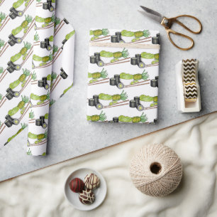 Avocado Roll Wasabi Sushi Japanese Food Restaurant Wrapping Paper
