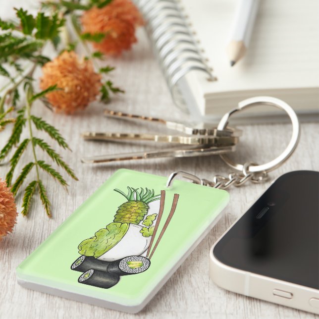 Avocado Rolls Wasabi Sushi Japanese Food Dinner Keychain (Front Right)