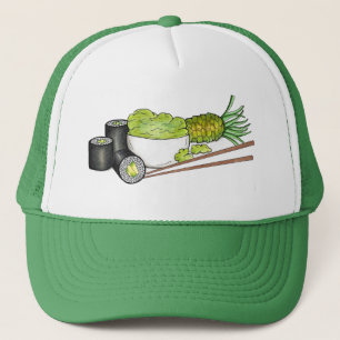 Avocado Rolls Wasabi Sushi Japanese Food Dinner Trucker Hat