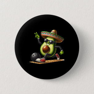 Avocado Showing Bowling Skills Cinco De Mayo Funny 2 Inch Round Button