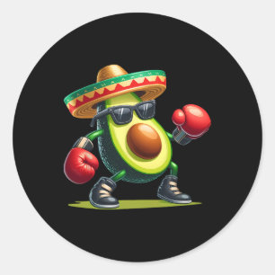 Avocado Showing Boxing Skills Cinco De Mayo Funny  Classic Round Sticker