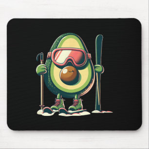 Avocado Skier With Goggles Ski Poles Snow Boots Mouse Pad