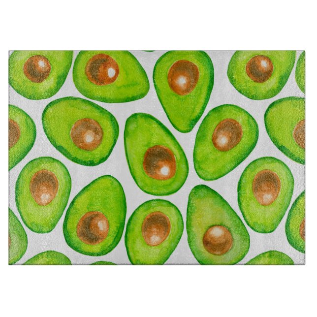 Avocado slices watercolor cutting board (Front)