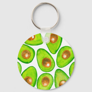 Avocado slices watercolor keychain