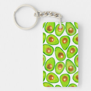 Avocado slices watercolor keychain