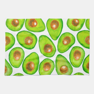 Avocado slices watercolor kitchen towel
