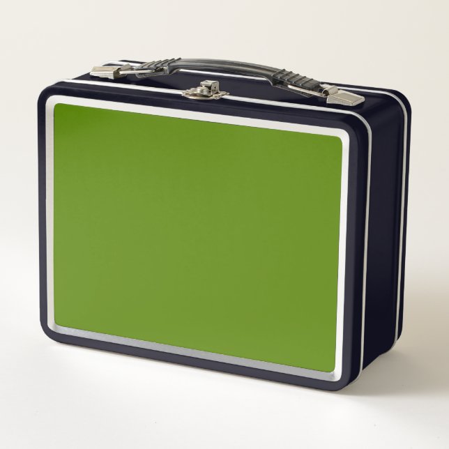 Avocado (solid colour) metal lunch box (Front)